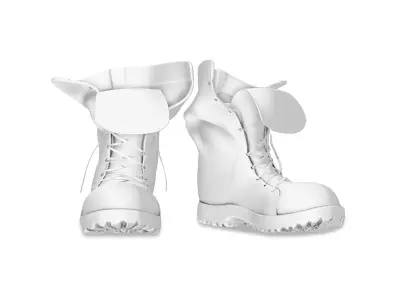 Loose Flapped Neck Combat Boots Low-poly 3D model