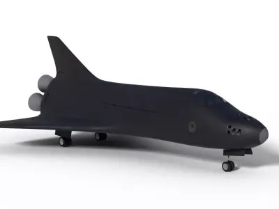 Spaceship Black And Satellite 3D model