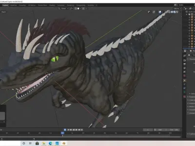 velociraptor dark version grey black and white bone colors Low-poly 3D model
