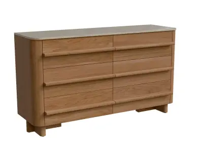 Mid Natural Oak Veneer Chest Of Drawers Low-poly 3D model purchase