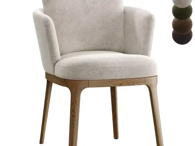Sillon de mesa roble y tela texturizada Jabote 3D model