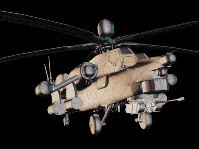 Russian Mi28 Havoc attack helicopter Low-poly 3D model