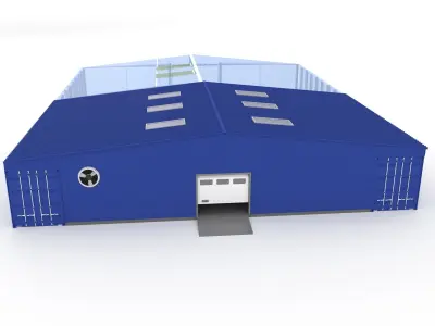 Industrial hangar and greenhouse 3D model