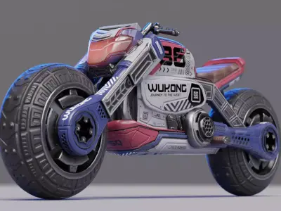 Lowpoly Cyberpunk Motorcycle - Sun Wukong Bike Low-poly 3D model