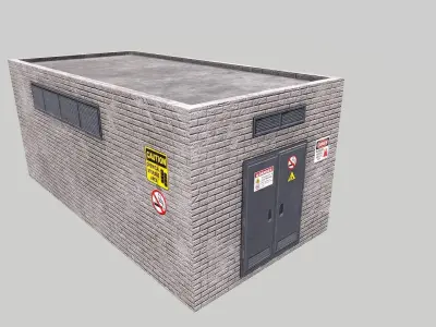 Chemical Explosive Wharehouse and Chemical Containers  Low-poly 3D model