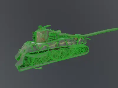 destroyed tank Low-poly 3D model