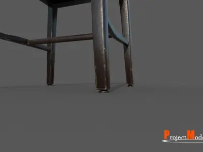 Antique chair Years 1960-1970 Version 001 Low-poly 3D model