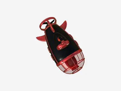 Submarine Cartoon A09 Black Red - Sub Watercraft Vehicle Low-poly 3D model