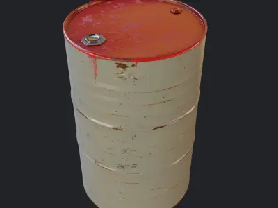 Red Painted Oil Drum Low-poly 3D model