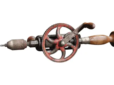 Hand old drill machine Game Ready Model  3D model