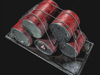 High Explosive Barrel Low-poly 3D model