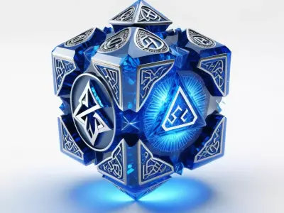 Glowing Rune Crystal Artifact D20 3D model
