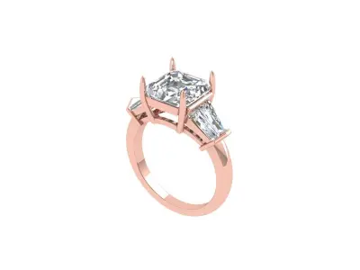  3 Stone Art Deco Ring 3D print model purchase