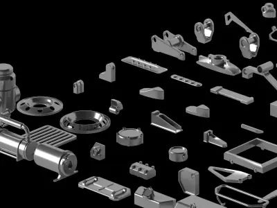 Hard surface Kitbash - 100 Details Low-poly 3D model