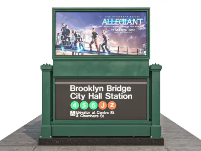 NYC Subway Entrance PBR 01 Low-poly 3D model