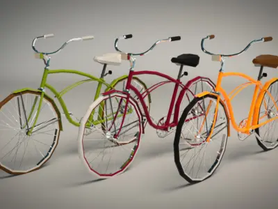 Low Poly Vintage Cruiser Bike Low-poly 3D model