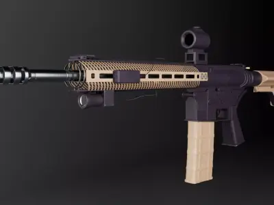 m4 tactical war rifle Low-poly 3D model