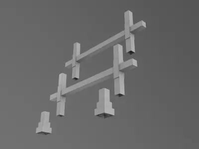 Wooden Vertical Ladder Low-poly 3D model