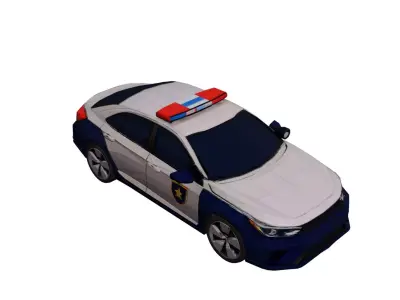 Low Poly Generic Sedan Police Car Vehicle Model PBR Texture Low-poly 3D model