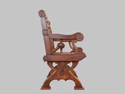 Ornate Wooden Bench Low-poly 3D model