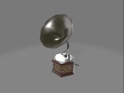 Hexagonal Gramophone Low-poly 3D model