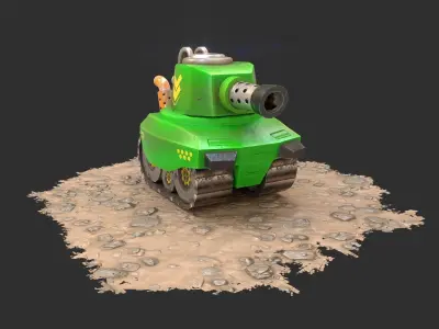 Stylized Cartoon Tank Low-poly 3D model purchase