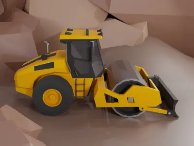 Vibratory Soil Compactor Heavy Vehicle Low-poly 3D model