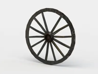 Wheel wooden clock Low-poly 3D model