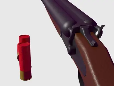  Double-barreled shotgun Free low-poly 3D model