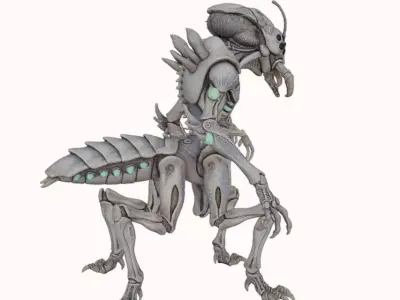 Pale Hive Sentinel- Alien Insectoid Guardian Free 3D print model