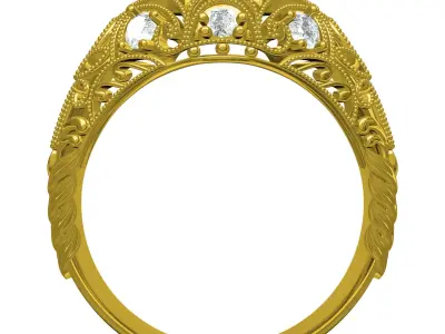 Antique Oval Stone Art Deco Engagement Ring 3D print model