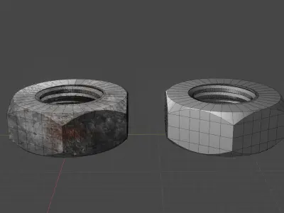 A Rusted and Clean Nuts Hardware 3D 3D model