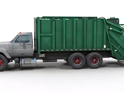 80s refuse truck Low-poly 3D model