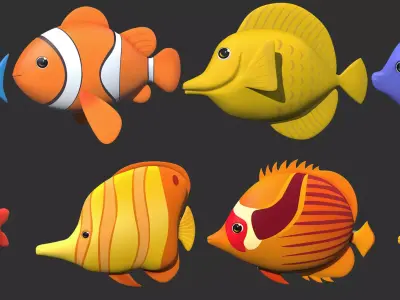 cartoon fish tropical fish 3D model