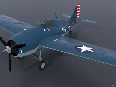 F4F-3 WILDCAT F1 -Felix-  Low-poly 3D model