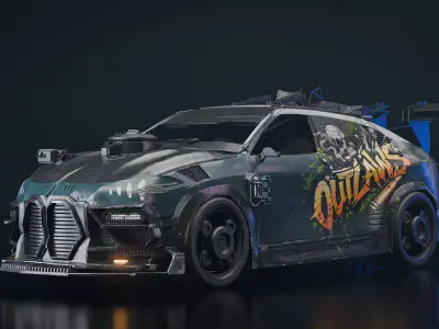 Cyberpunk Mercenary Vehicle  Game Ready Sci-Fi Car Low-poly 3D model