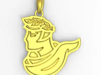 Ancient greek with laurel wreath Pendant 3D print model