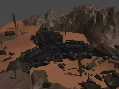 Tower defance map Low-poly 3D model