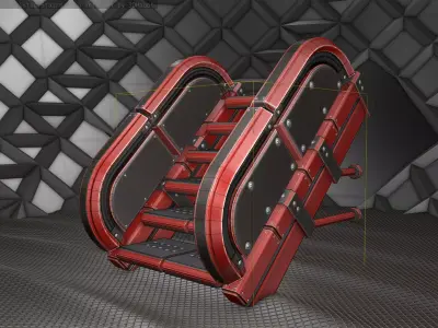 Sci-Fi Stairs - 29 - Red Version  Low-poly 3D model
