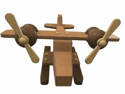 Wooden airplane toy seaplane Free 3D model
