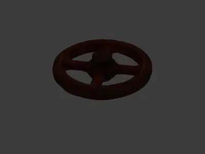 Rusty Red Valve Wheel Industrial Horror Game Prop Low-poly 3D model