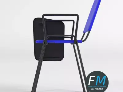 Tablet arm chair with metal frame 3D model