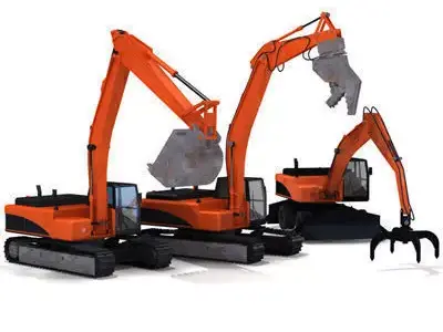 Excavators collection with 3D model