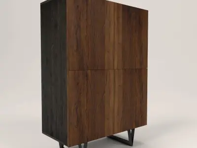 Rubio wood cabinet Low-poly 3D model