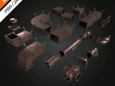Air Pipes Vents Low-poly 3D model