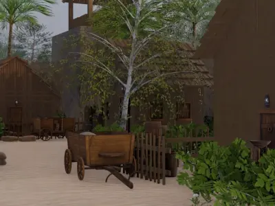 Tropical Walled Village 3D model