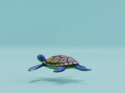 Swimming Turtle Low-poly 3D model