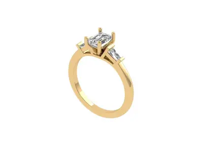 Emerald 3 Stone Ring 3D print model buy