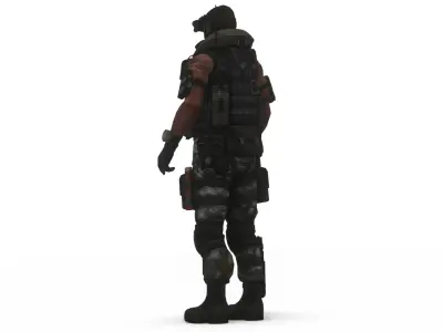 Elite Modern Soldier 3D Model  Rigged and Game Ready Low-poly 3D model