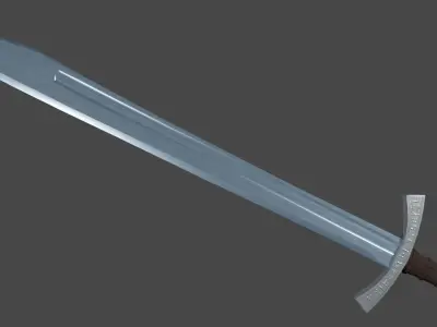 Grossmesser sword with Falchion handle Low-poly 3D model